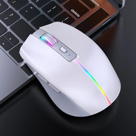 Wireless Bluetooth Mouse 2.4 G + Bluetooth 4.0 + Bluetooth 5.0 Type-C Rechargeable 6-Button Silent Luminous Office Mouse