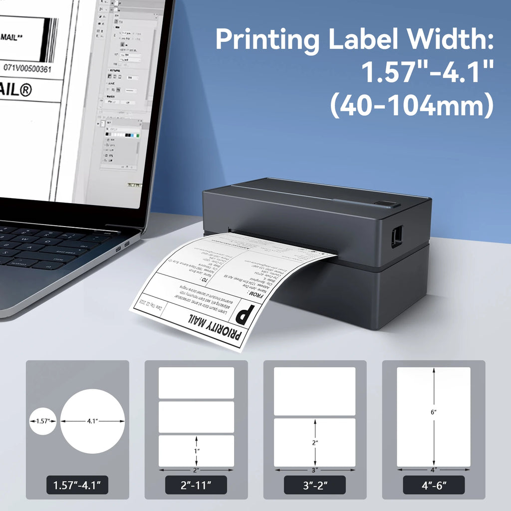 Thermal Label Printer Portable No Ink Required 300DPI 4x6 for Small Business WiFi Bluetooth USB High Speed Express Airway Bill