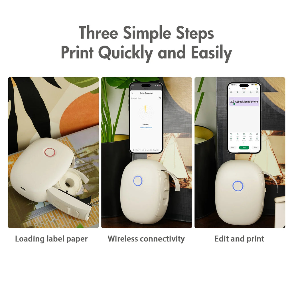 Mini Portable Wireless Inkless Thermal Printer Bluetooth Pocket Label Maker Home Study