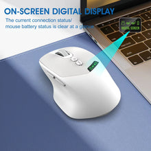 Load image into Gallery viewer, Noiseless Dual Mode Wireless Mouse Bluetooth 2.4G, Silent Click, DPI Adjustable, 500mA Battery, Display