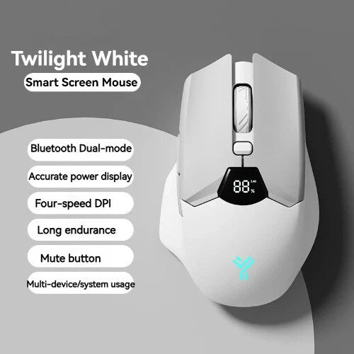 Wireless Bluetooth Mouse, Smart Screen Display, Dual Mode Mute Button